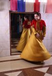 Red and Yellow Hand-Beaded Long Dress